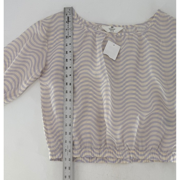 NWT H&M Wave Pattern Top Size 14Y+ Beige‎ and Lilac Sheer Cropped Blouse Boho - Picture 8 of 9